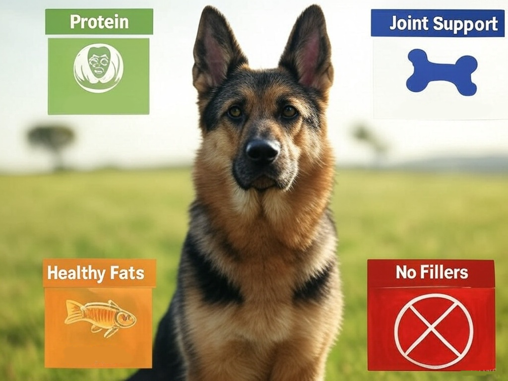 Infographic of nutrients for German Shepherds.